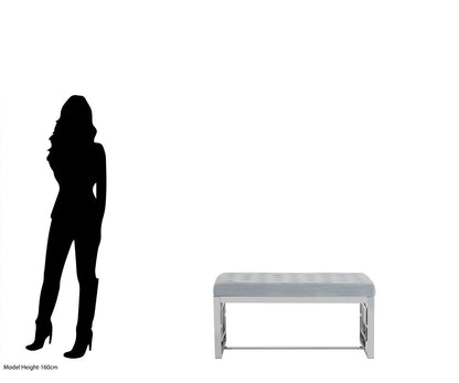 Aurora Powder Blue Velvet And Silver Bench