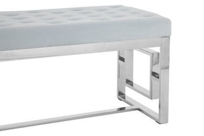 Aurora Powder Blue Velvet And Silver Bench