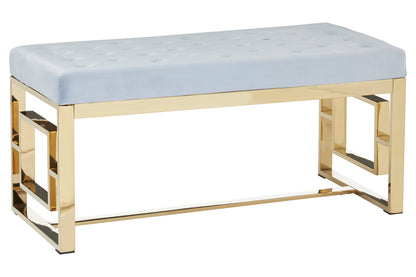 Aurora Powder Grey Tufted Bench