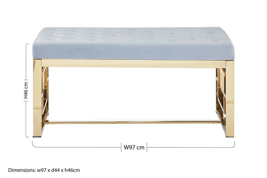Aurora Powder Grey Tufted Bench