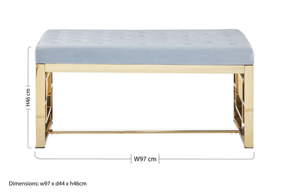 Aurora Powder Grey Tufted Bench