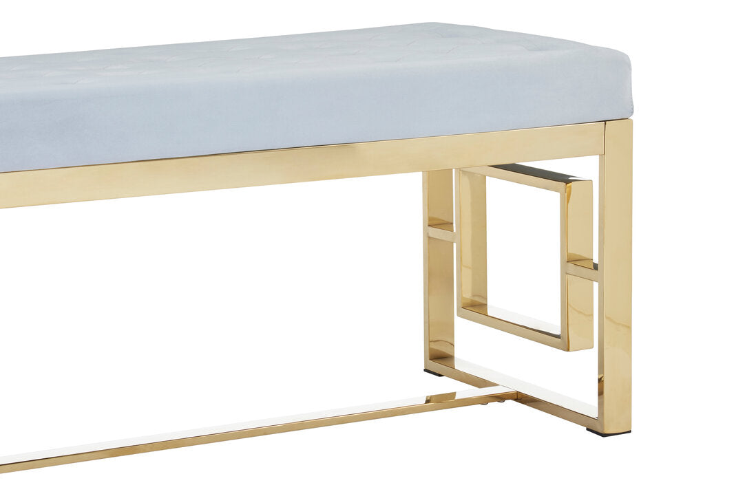 Aurora Powder Grey Tufted Bench