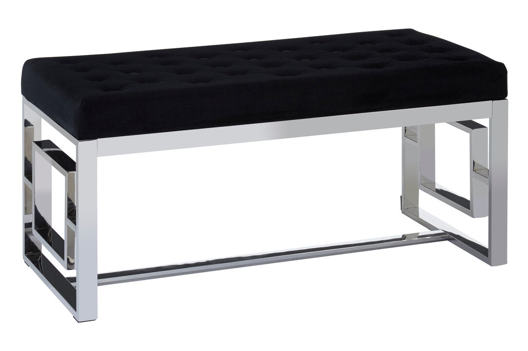 Aurora Black Tufted Bench