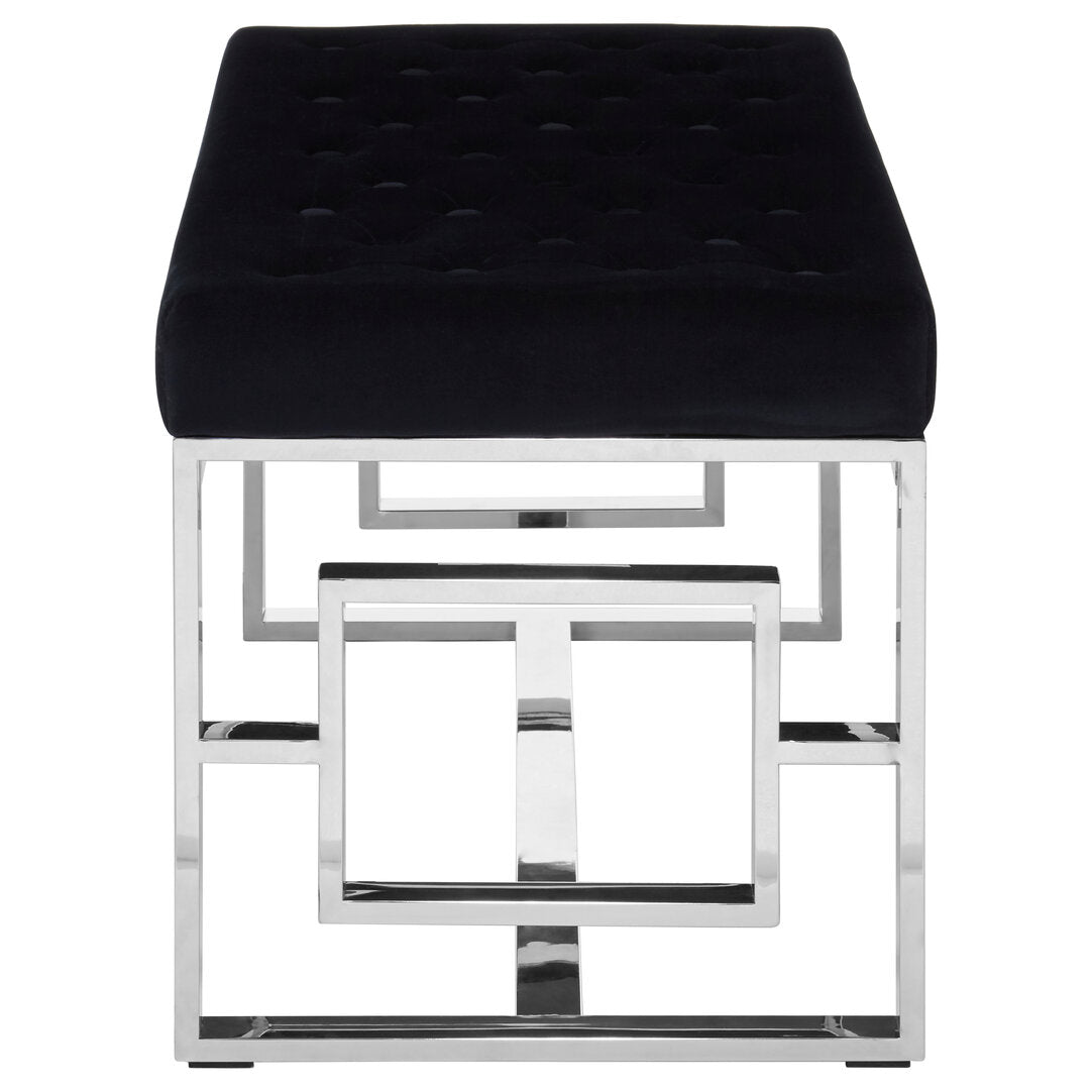 Aurora Black Tufted Bench