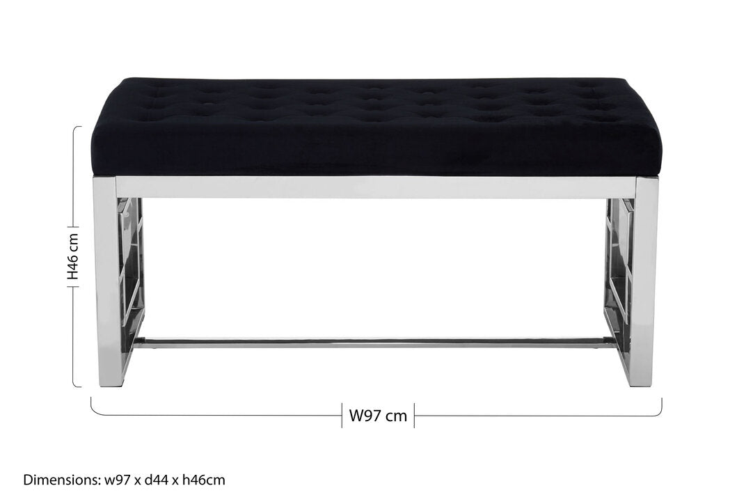Aurora Black Tufted Bench