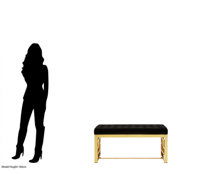 Aurora Black Velvet and Gold Bench
