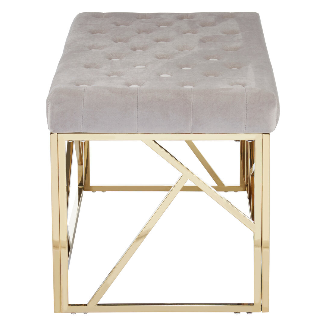 Aurora Mink Velvet Bench with Gold Finish Frame
