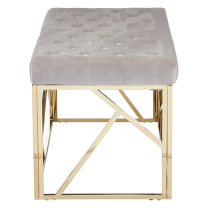 Aurora Mink Velvet Bench with Gold Finish Frame