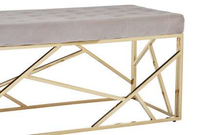 Aurora Mink Velvet Bench with Gold Finish Frame