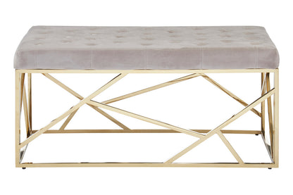 Aurora Mink Velvet Bench with Gold Finish Frame