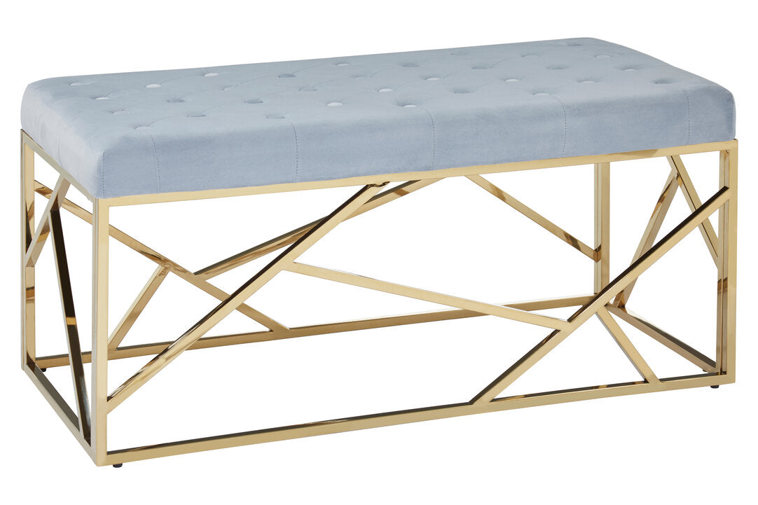 Aurora Gold And Powder Blue Velvet Bench