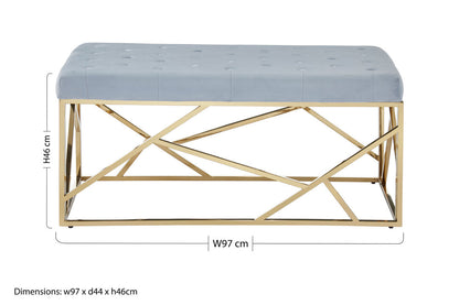 Aurora Gold And Powder Blue Velvet Bench