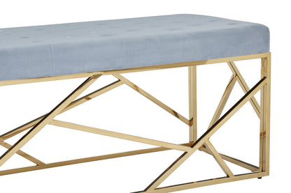 Aurora Gold And Powder Blue Velvet Bench