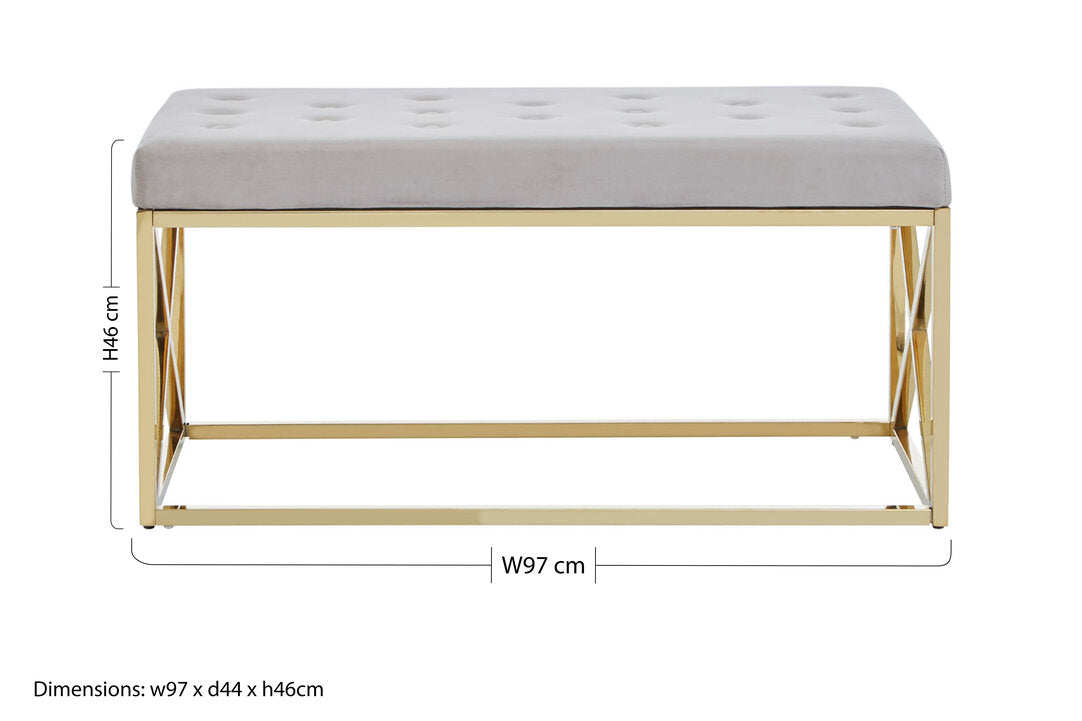 Aurora Mink Velvet Gold Finish Bench