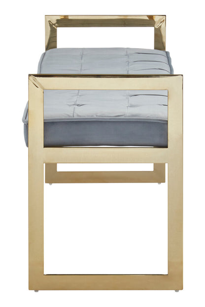 Aurora Powder Blue And Gold Tufted Bench
