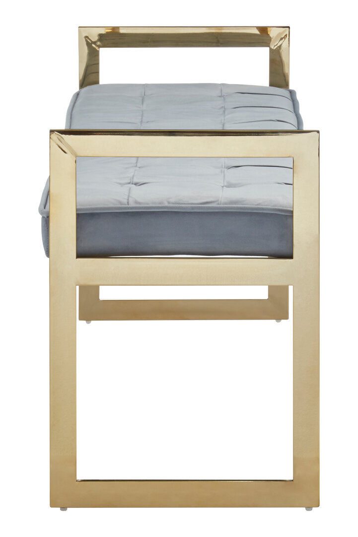 Aurora Powder Blue And Gold Tufted Bench