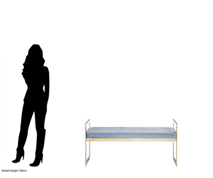 Aurora Powder Blue And Gold Tufted Bench