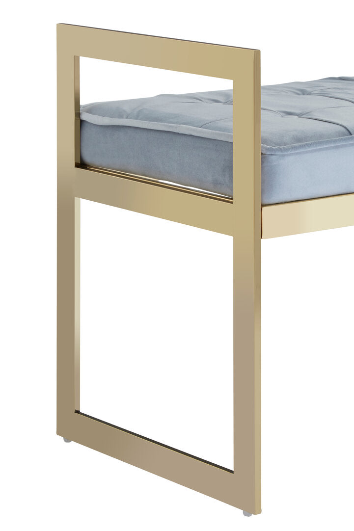 Aurora Powder Blue And Gold Tufted Bench