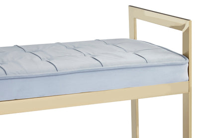 Aurora Powder Blue And Gold Tufted Bench