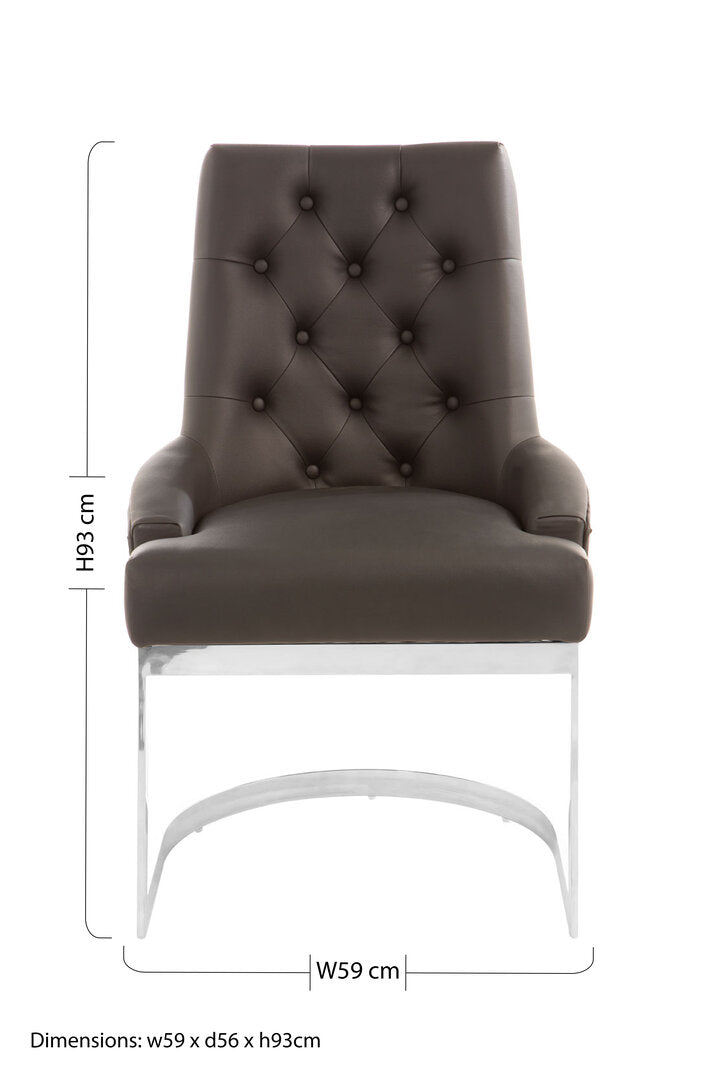 Devon Tufted Black Faux Leather Dining Chair