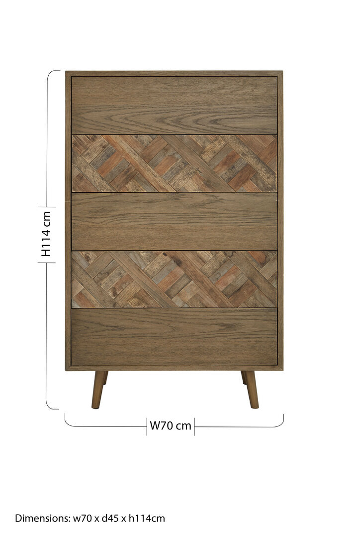 Kensington Wooden Chest of 5 Drawers