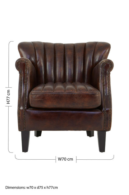 Verona Winged Brown Leather Armchair