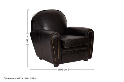 Verona Black Leather Classic Armchair