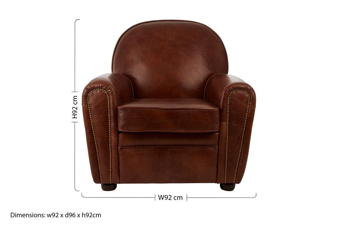 Verona Brown Leather Classic Armchair