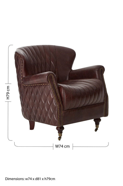 Verona Brown Leather Winged Back Armchair