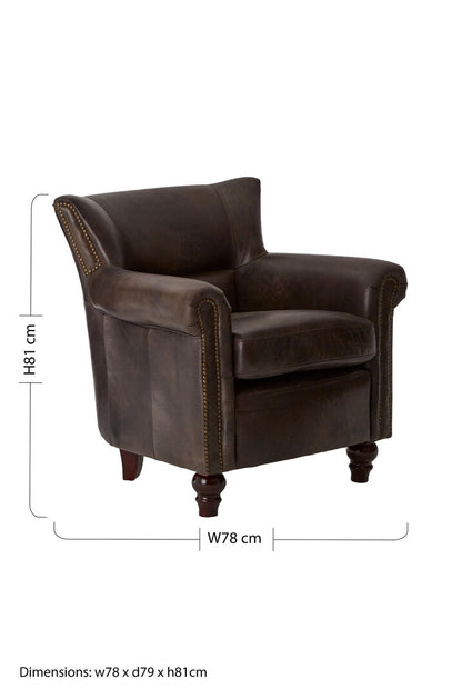 Verona Dark Grey Brown Leather Armchair