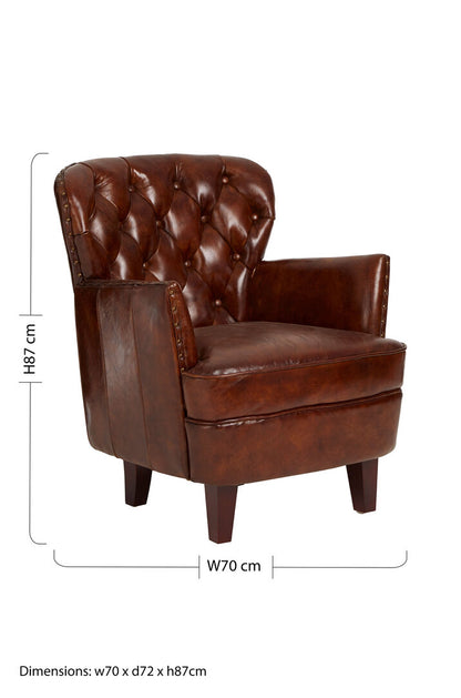 Verona Deep Red Leather Lounge Chair with Tufted Back