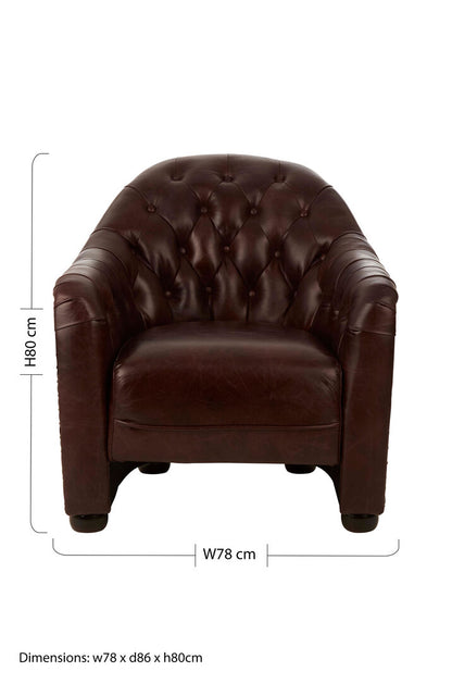 Verona Brown Leather Tub Chair