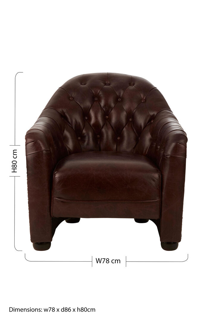 Verona Brown Leather Tub Chair