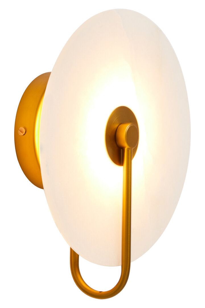 Lisbon White Marble Wall Light with Gold Accent