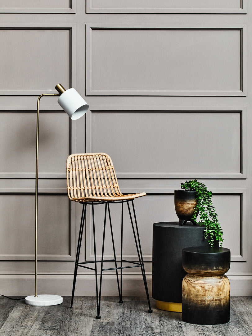 Oxford White Marble and Gold Floor Lamp