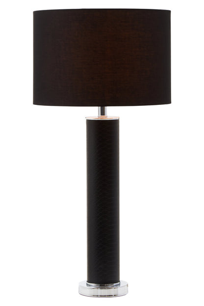 Savannah Black Snake Leather Effect Table Lamp with Chrome Base