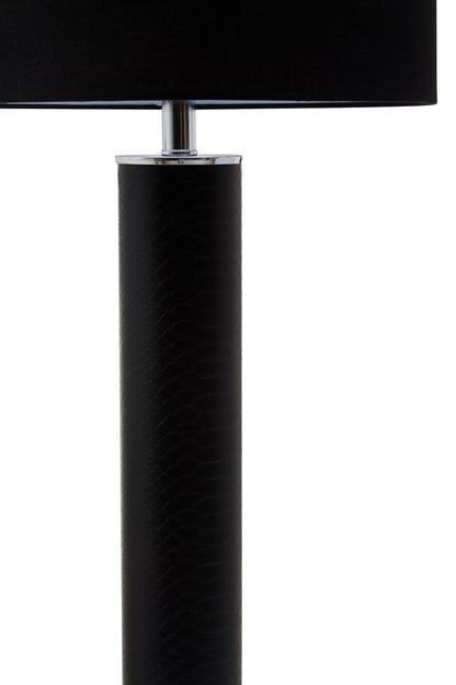 Savannah Black Snake Leather Effect Table Lamp with Chrome Base