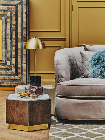 Notting Brushed Brass Table Lamp with Black Marble Base