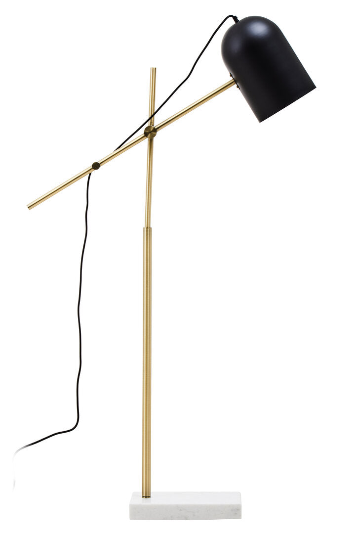 Stirling Black and Brass Finish Floor Lamp with Marble Base