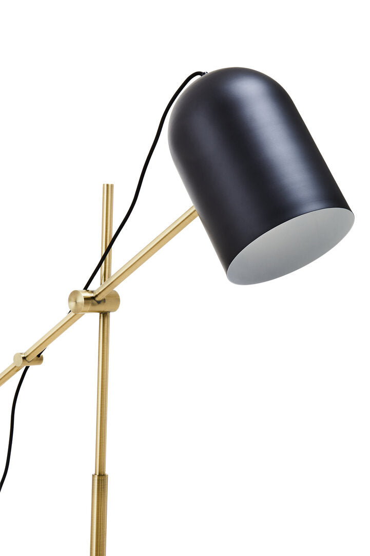 Stirling Black and Brass Finish Floor Lamp with Marble Base