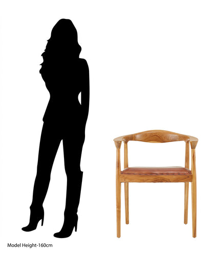Seville Brown Leather and Teak Wood Chair