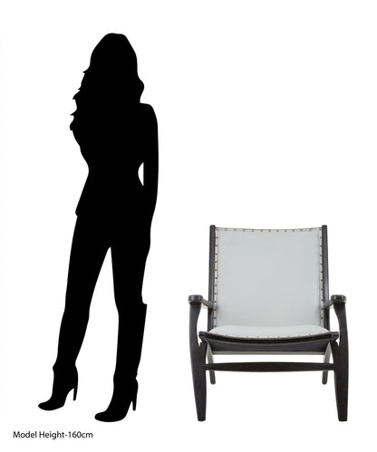 Seville Grey Leather and Teak Wood Chair