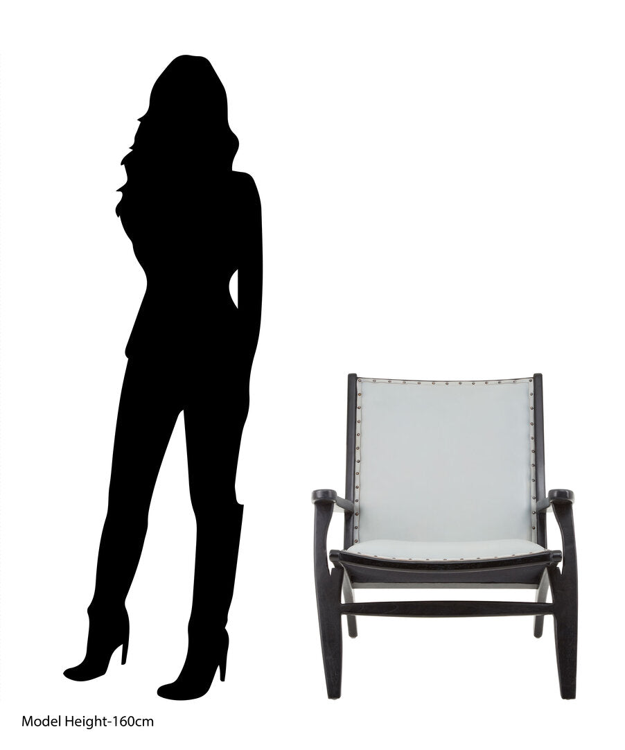 Seville Grey Leather and Teak Wood Chair