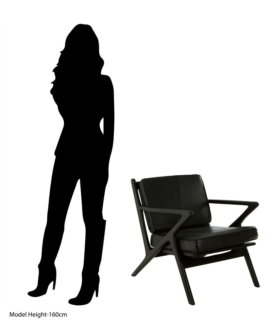 Seville Black Teak Wood Frame Armchair with Cushions