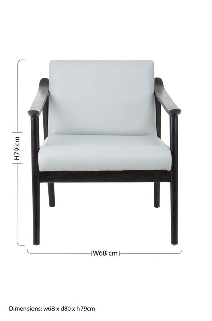 Seville Grey Leather Chair with Black Teak Wood Frame