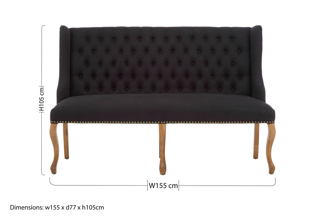 Aurora Black 2 Seat Bench Sofa