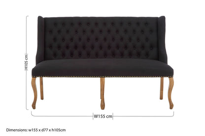 Aurora Black 2 Seat Bench Sofa