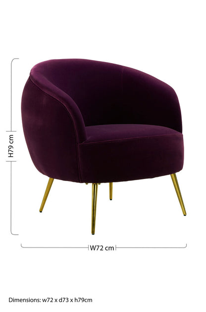 Penzance Purple Velvet Armchair