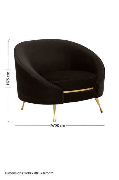Penzance Black Velvet Armchair