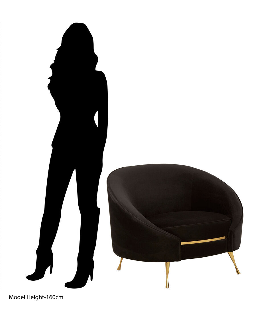 Penzance Black Velvet Armchair